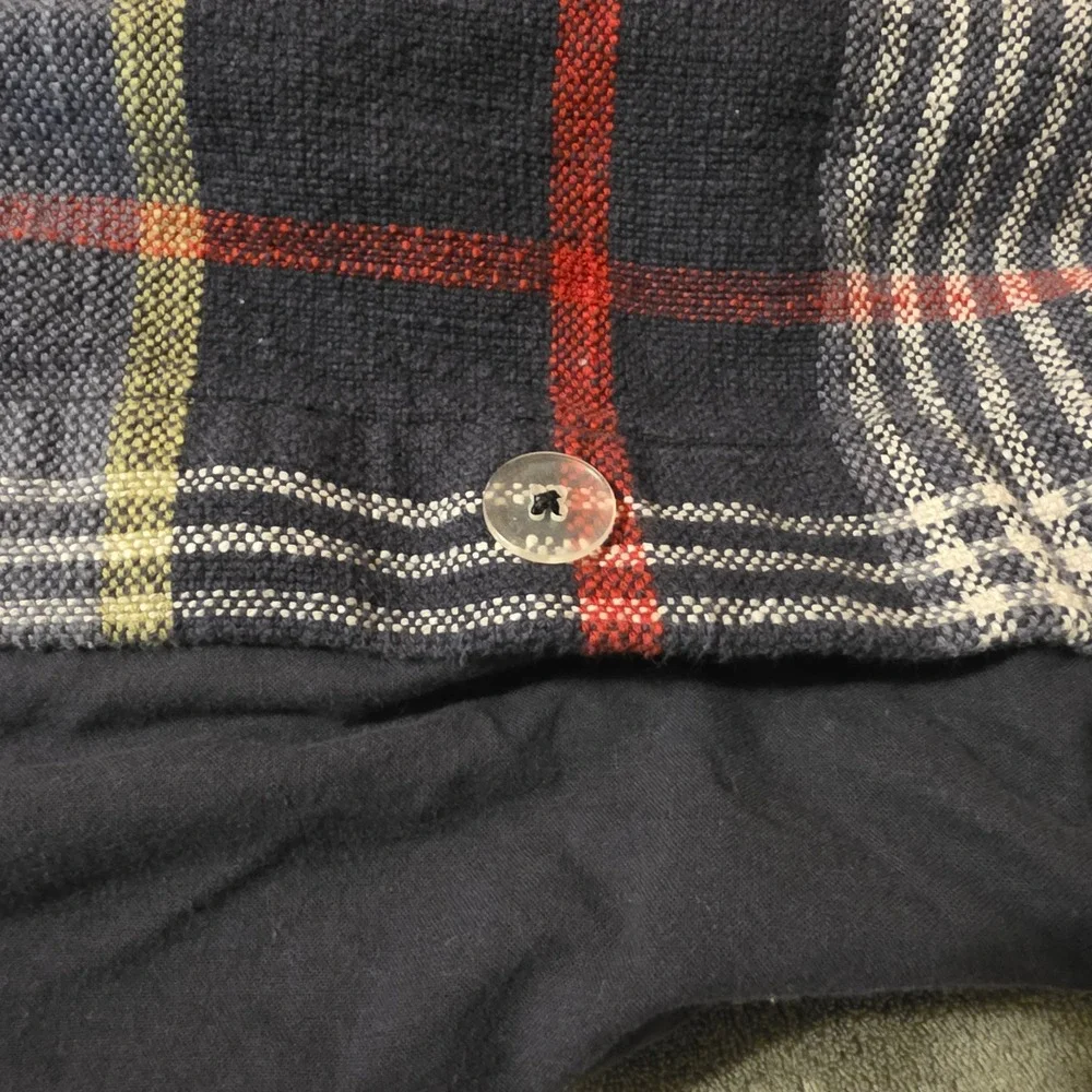 Pottery Barn Wrangler Plaid Duvet Cover Full/Queen Organic Cotton Button Closure